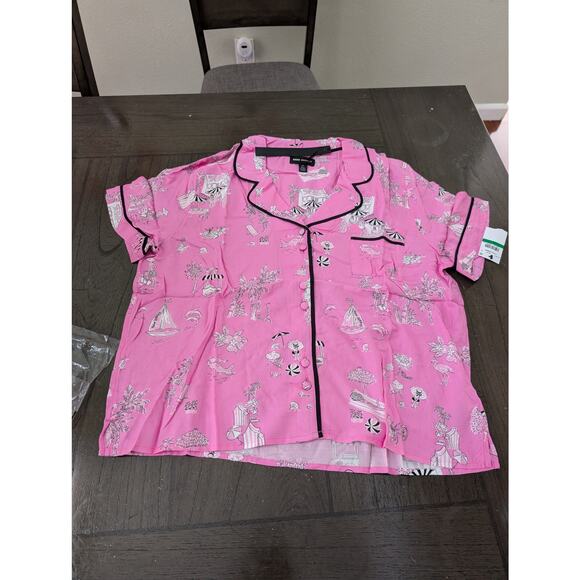NWT Room Service Victoria Short Pj Woven Pj Set In Seaside Toile   size L - Picture 1 of 7